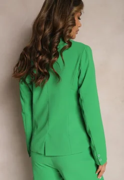 Zielona Marynarka o Klasycznym Fasonie z Jednym Guzikiem Pevira