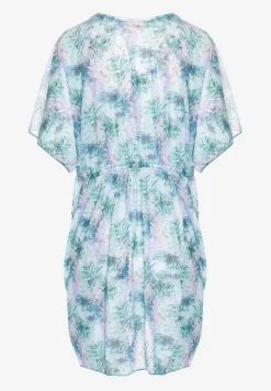 Zielona Narzutka Plażowa z Wiązaniem w Kwiatowy Wzór Mevelaura