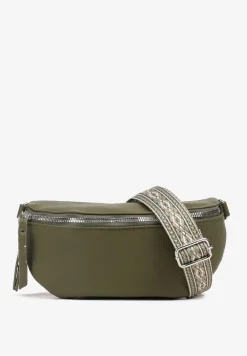 Zielona Nerka z Materiałowym Paskiem w Mozaikowe Wzorki Delavinea