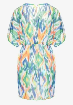 Zielona Siateczkowa Narzutka z Abstrakcyjnym Motywem Ozdobiona Wiązaniem Revoreia