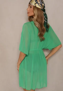 Zielona Siateczkowa Narzutka Plażowa z Wiązaniem Sadeoliae