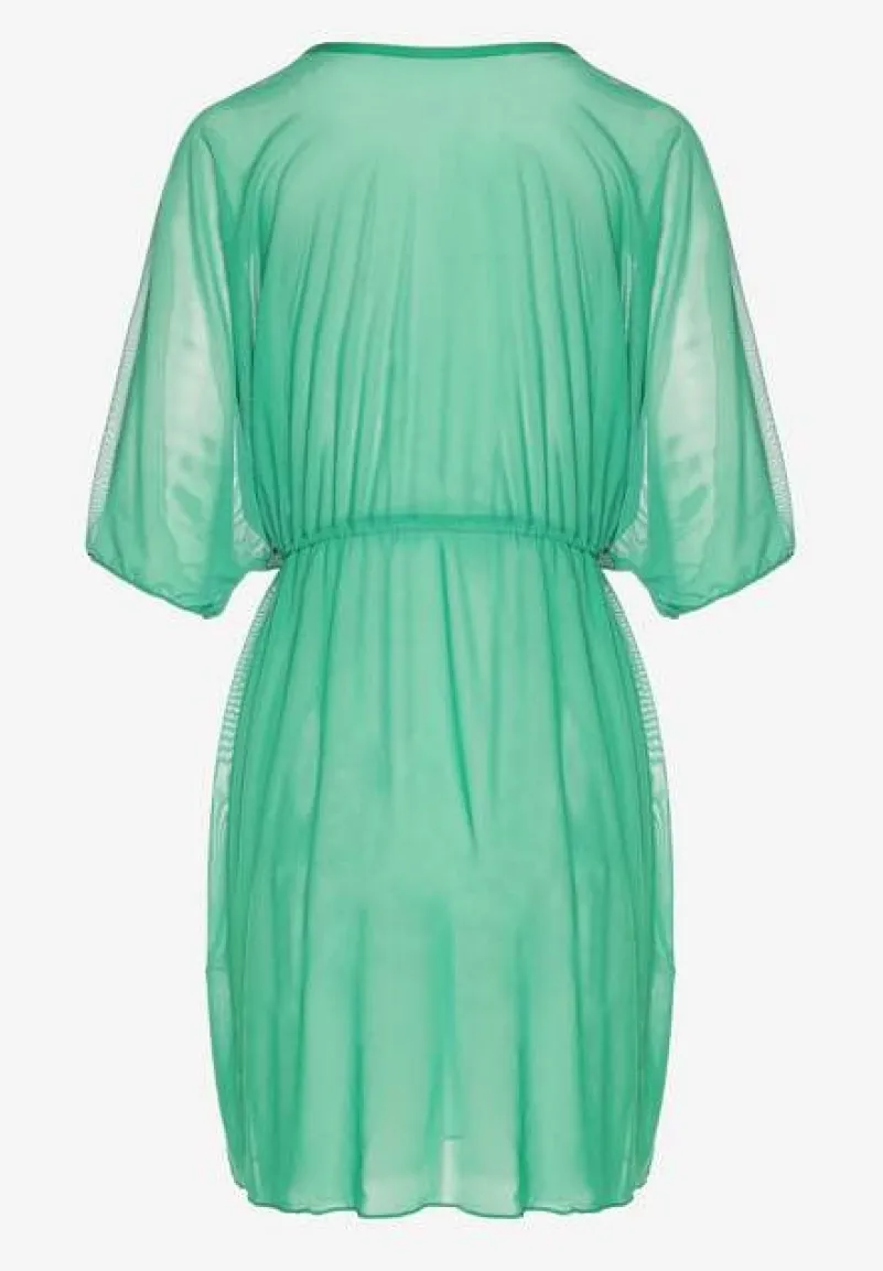 Zielona Siateczkowa Narzutka Plażowa z Wiązaniem Sadeoliae