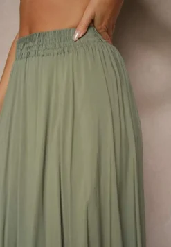 Zielona Spódnica o Rozkloszowanym Kroju z Wiskozy Lunafina