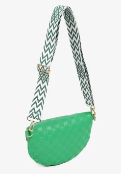 Zielona Tłoczona Nerka z Łańcuszkiem i Dodatkowym Szerokim Paskiem Alisvara