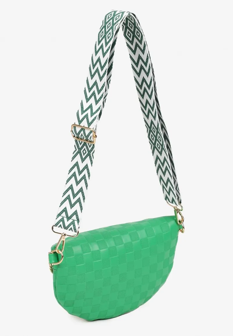 Zielona Tłoczona Nerka z Łańcuszkiem i Dodatkowym Szerokim Paskiem Alisvara