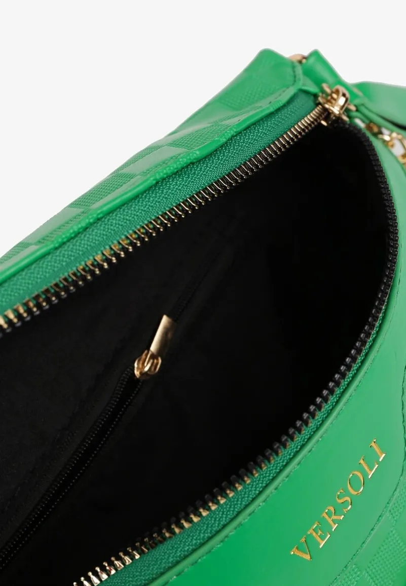 Zielona Tłoczona Nerka z Łańcuszkiem i Dodatkowym Szerokim Paskiem Alisvara