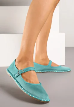 Zielone Balerinki Espadryle z Przeszyciami i Paskiem Firionea