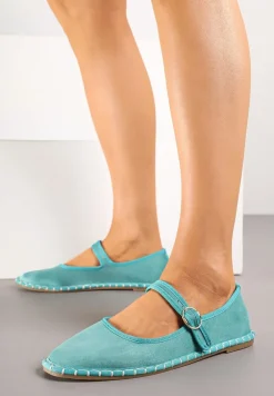 Zielone Balerinki Espadryle z Przeszyciami i Paskiem Firionea