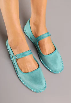 Zielone Balerinki Espadryle z Przeszyciami i Paskiem Firionea