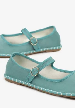 Zielone Balerinki Espadryle z Przeszyciami i Paskiem Firionea