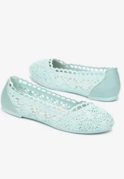 Zielone Balerinki Koronkowe Sham