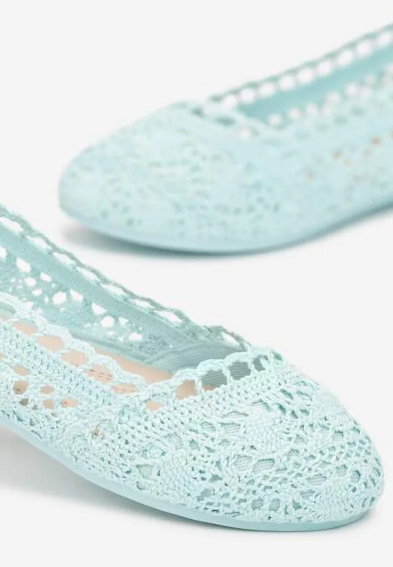 Zielone Balerinki Koronkowe Sham