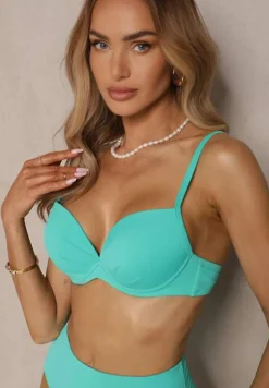 Zielone Basicowe Bikini Biustonosz i Majtki Figi Natonea