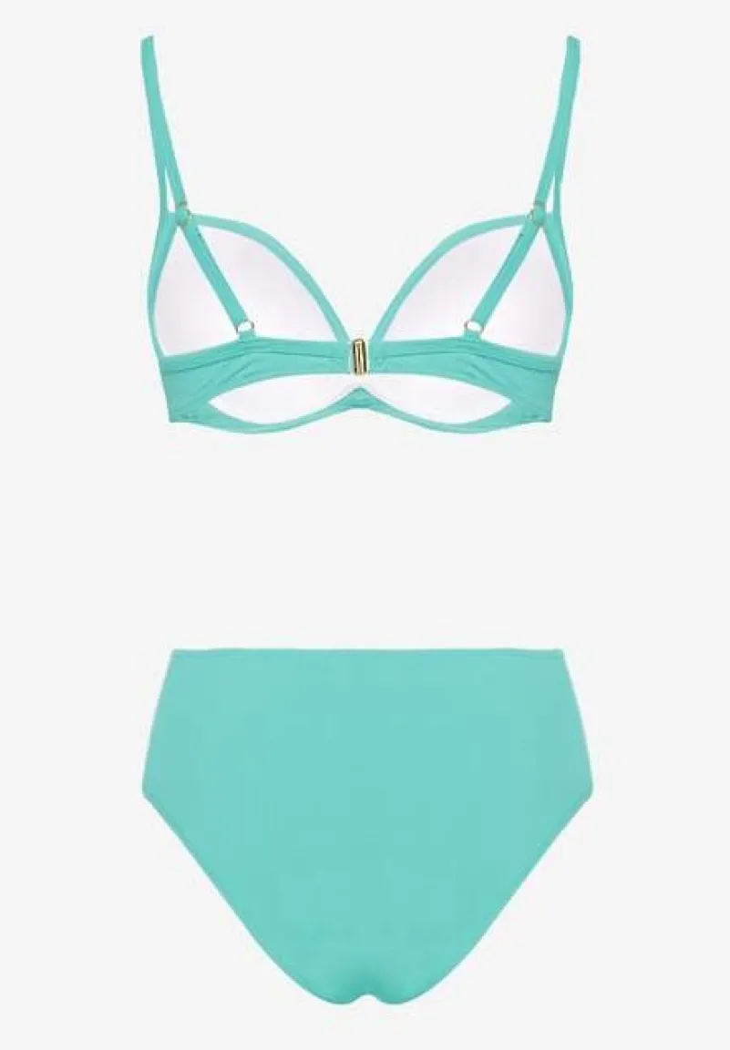 Zielone Basicowe Bikini Biustonosz i Majtki Figi Natonea