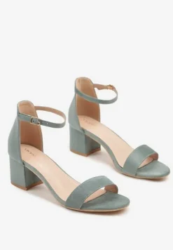 Zielone Basicowe Sandały na Słupku Vices z Paskiem Wokół Kostki Varhira