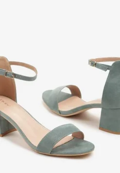 Zielone Basicowe Sandały na Słupku Vices z Paskiem Wokół Kostki Varhira