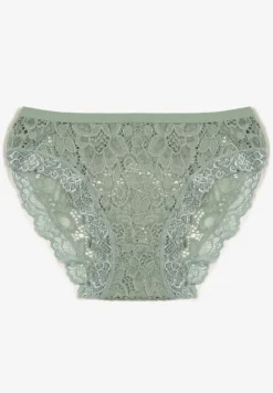 Zielone Bawełniane Majtki Figi Ozdobione Koronką Vleova