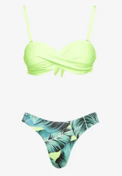 Zielone Bikini 3-częściowe Biustonosz z Wiązaniem Majtki Figi i Bokserki Vinalle