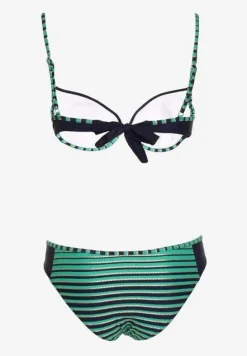 Zielone Bikini Dwuczęściowe w Paski Biustonosz i Figi Wialisa