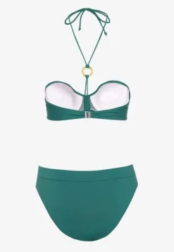 Zielone Bikini Figi i Usztywniany Biustonosz z Regulowanymi Ramiączkami Ozdobiony Sznurkiem Rosbia