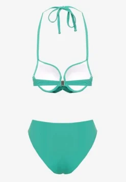 Zielone Bikini Majtki Figi i Biustonosz Ozdobione Wiązaniem Saniorie