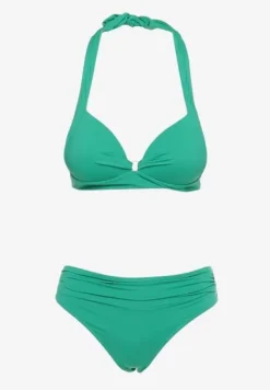 Zielone Bikini Majtki Typu Figi i Biustonosz z Usztywnianymi Miseczkami Pilalana