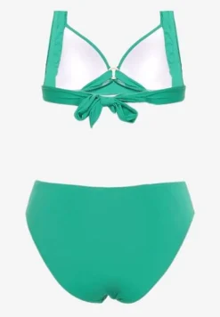Zielone Bikini Majtki Typu Figi i Biustonosz z Usztywnianymi Miseczkami Pilalana