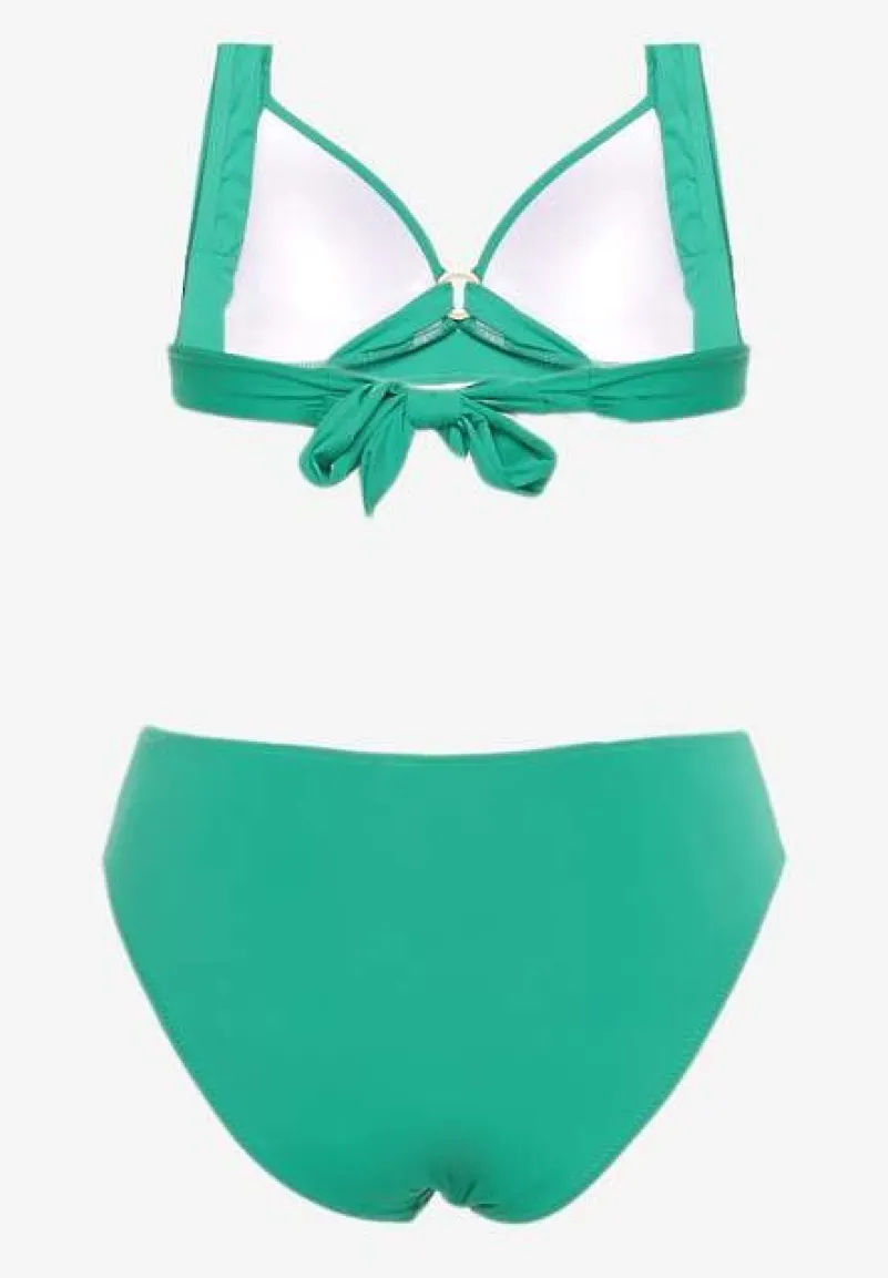 Zielone Bikini Majtki Typu Figi i Biustonosz z Usztywnianymi Miseczkami Pilalana