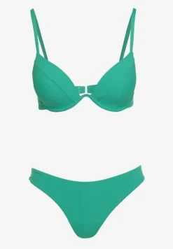 Zielone Bikini Usztywniany Biustonosz z Zapięciem z Tyłu i Majtkami Figami Ermarie