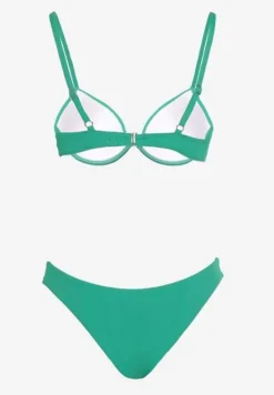Zielone Bikini Usztywniany Biustonosz z Zapięciem z Tyłu i Majtkami Figami Ermarie