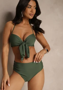 Zielone Bikini Wiązany Biustonosz i Majtki Typu Figi Fevarelia