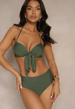 Zielone Bikini Wiązany Biustonosz i Majtki Typu Figi Fevarelia