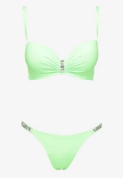 Zielone Bikini z Cyrkoniami i Regulowanymi Ramiączkami Tloen