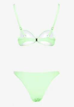Zielone Bikini z Cyrkoniami i Regulowanymi Ramiączkami Tloen