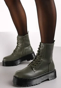 Zielone Botki w Stylu Workerów na Platformie Maialen