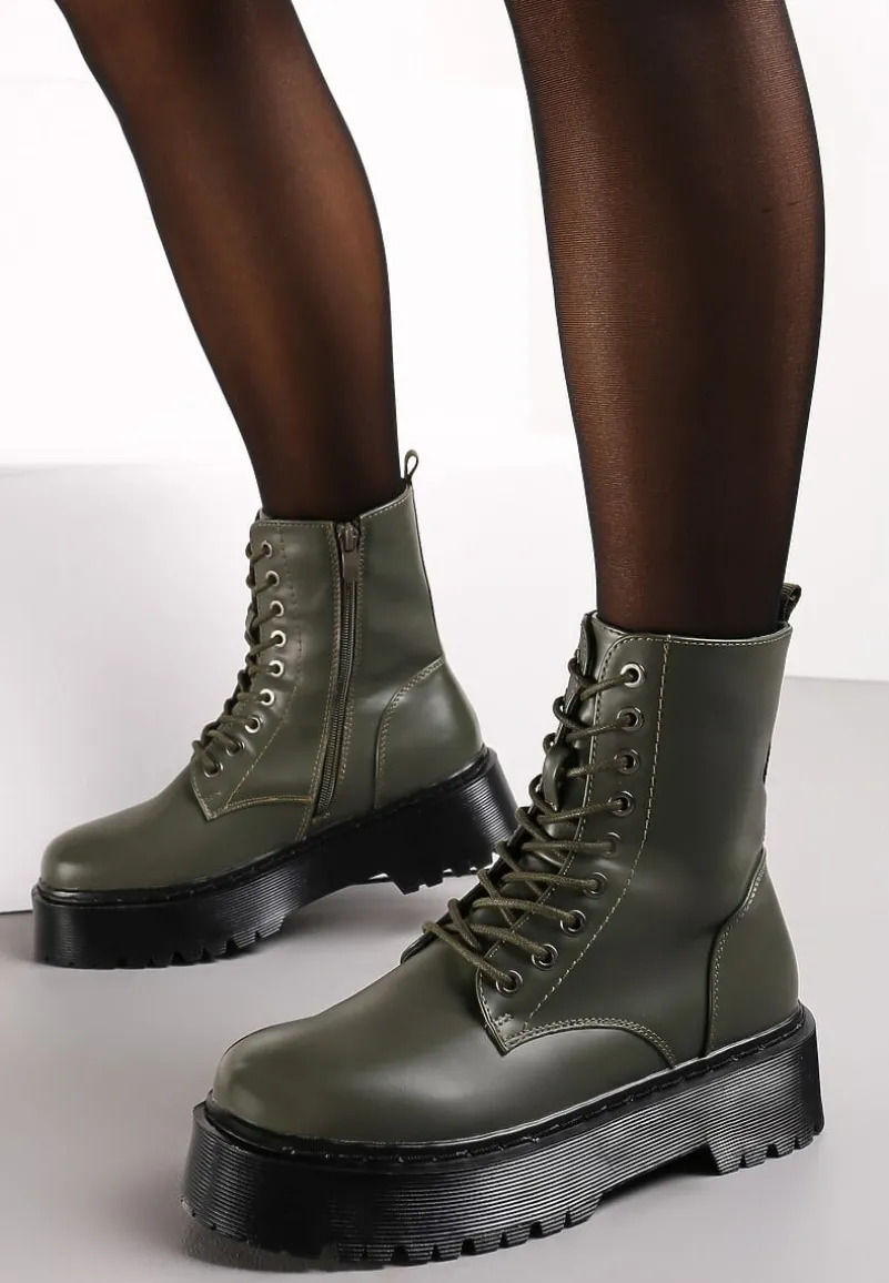 Zielone Botki w Stylu Workerów na Platformie Maialen
