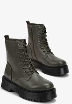 Zielone Botki w Stylu Workerów na Platformie Maialen