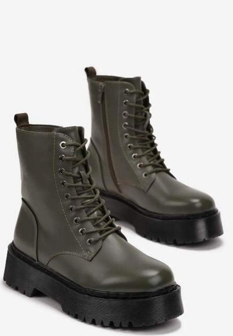 Zielone Botki w Stylu Workerów na Platformie Maialen