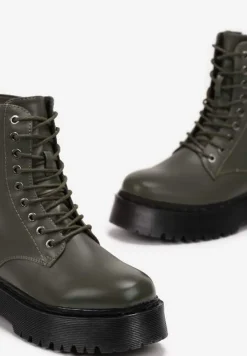 Zielone Botki w Stylu Workerów na Platformie Maialen