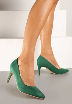 Zielone Casualowe Szpilki Vices z Wkładką ze Skóry Naturalnej Cleinae