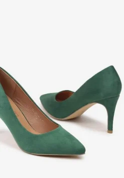Zielone Casualowe Szpilki Vices z Wkładką ze Skóry Naturalnej Cleinae