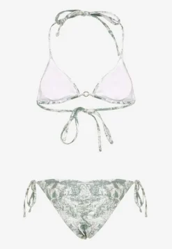Zielone Dwuczęściowe Bikini Biustonosz z Wiązaniami na Szyi i Plecach Wiązane Majtki Yezvia