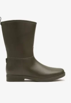 Zielone Eleganckie Kalosze z Ozdobnym Przeszyciem Lenrisa