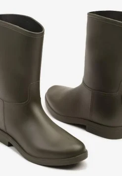 Zielone Eleganckie Kalosze z Ozdobnym Przeszyciem Lenrisa