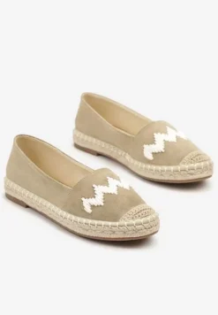 Zielone Espadryle Ozdobione Zygzakami i Plecionym Sznurkiem Sdivisa