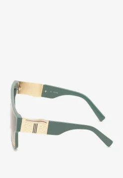 Zielone Geometryczne Okulary Przeciwsłoneczne w Panterkę z Filtrem UV Griosae