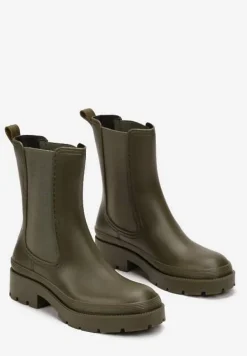 Zielone Kalosze Sztyblety z Elastycznymi Wstawkami Sarakiela