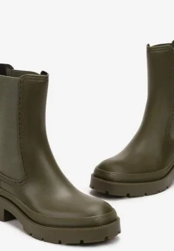 Zielone Kalosze Sztyblety z Elastycznymi Wstawkami Sarakiela