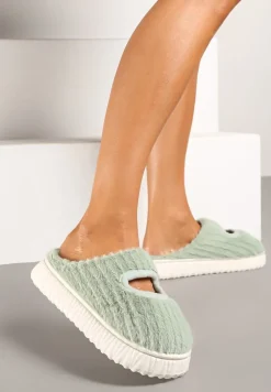 Zielone Kapcie Pluszowe z Wycięciem na Nosku Tamiviela