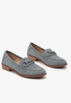 Zielone Mokasyny z Wkładką ze Skóry Naturalnej Zdobione Łańcuszkiem Delariona